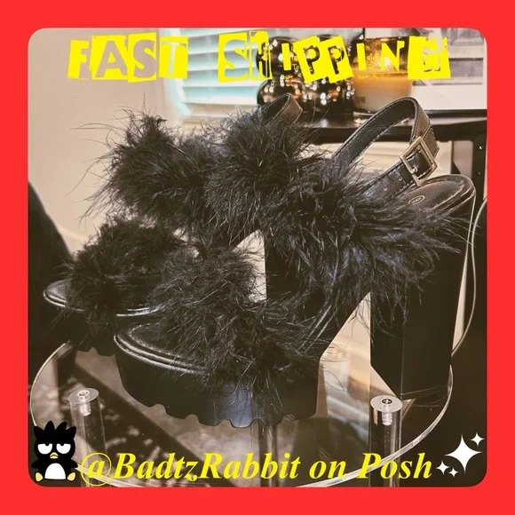 Platform Feather Heels | Mata X Dolls Kill | SIZE 9 - Picture 1 of 6